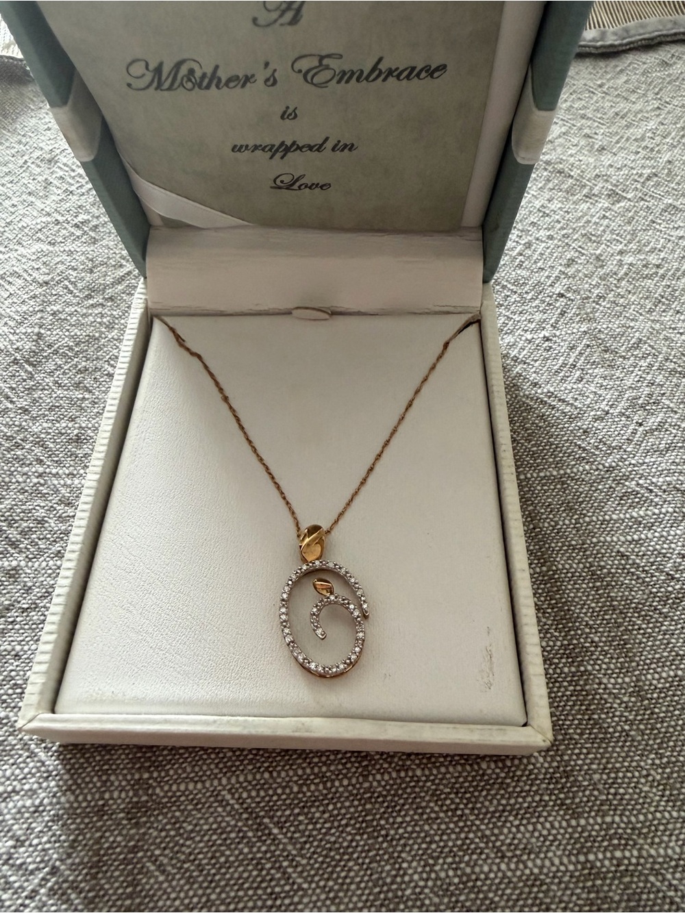 10 Kt Gold and Diamond Mother’s Embrace Necklace Vintage